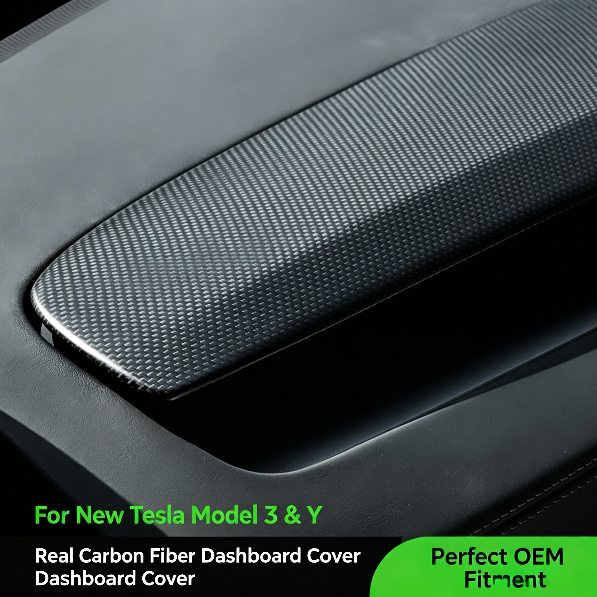 Carbon Fiber Dashboard Panel Trim For Tesla Model 3 Highland & Model Y Refresh