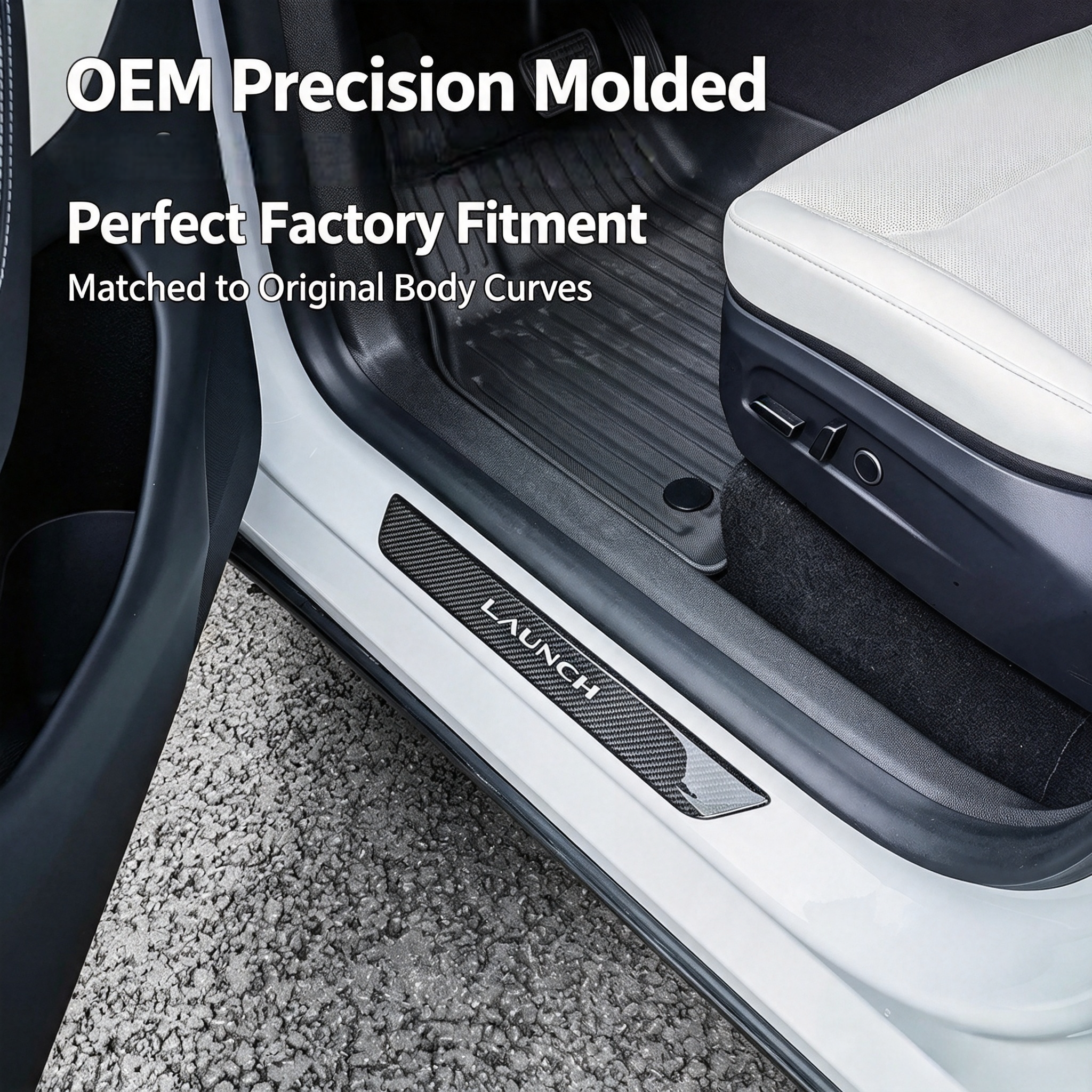 Carbon Fiber Door Sill Trim For Tesla Model Y Refresh (20-26) 3K Dry Carbon Matte Glossy - Image 3